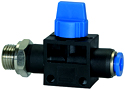 Shut-off valves with male thread and plug connection